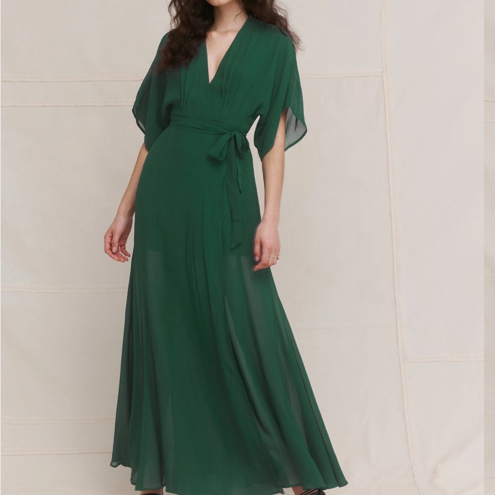 NWOT reformation Winslow dress emerald cap